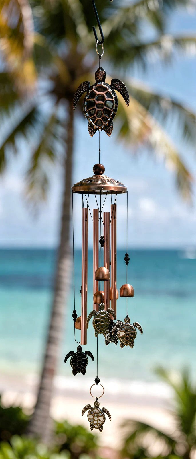 Metal Turtle Wind Chime Aluminum Beach Pattern Decor