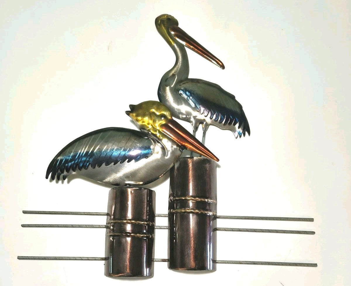 19 1/4 Inches High x 18 3/4 Inches Wide Two Pelicans on Pilons Wall Decor