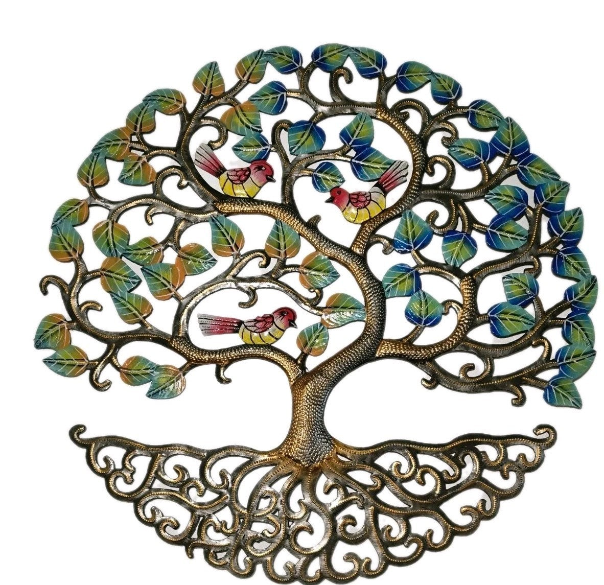 23 inch Full Of Colors Tree Of Life Made in Haiti Hand Made Metal Drum Artwork