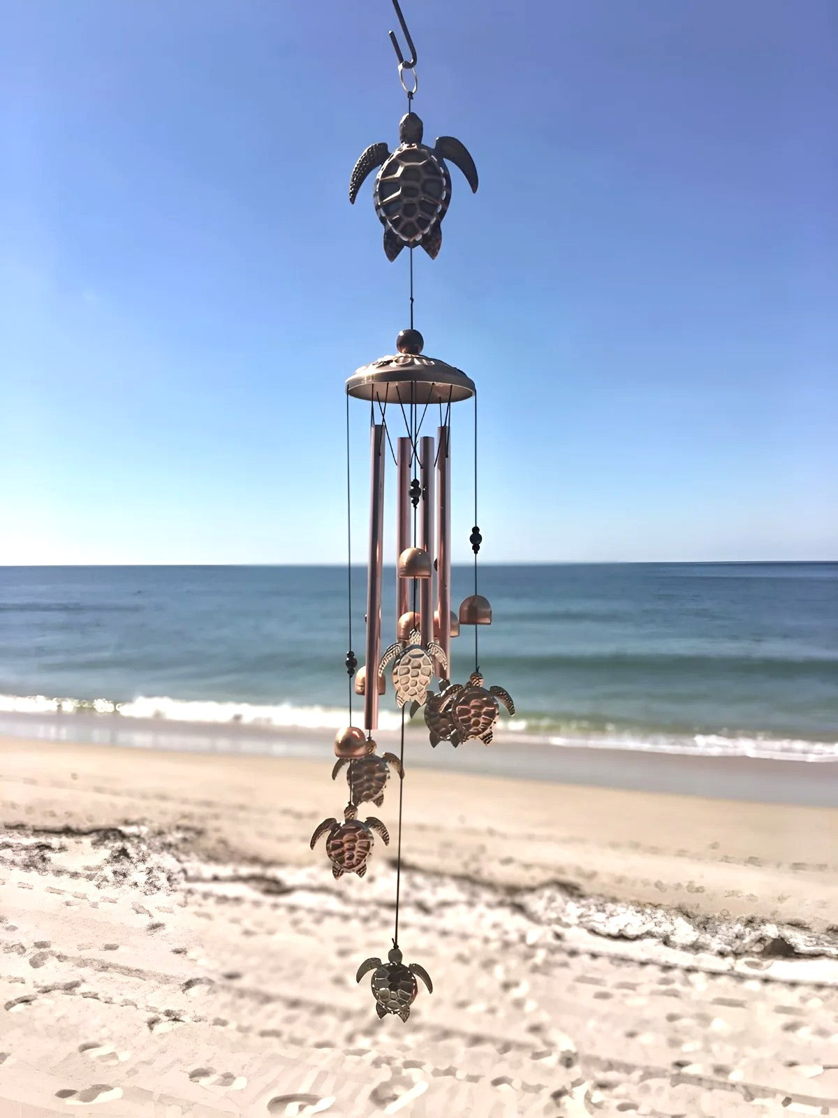 Metal Turtle Wind Chime Aluminum Beach Pattern Decor