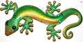 23.75 Inch Green and Yellow Gecko Lizard Metal And Glass Wall Artwork