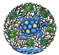 23 inches Antoine- Blue & Turquoise Turtles Hand Made Metal Drum Artwork
