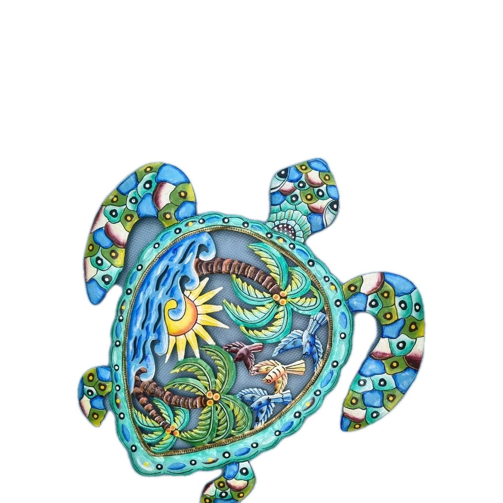 23 inches Antoine- Full of Colors Turtle Scene Hand Made Metal Drum Artwork