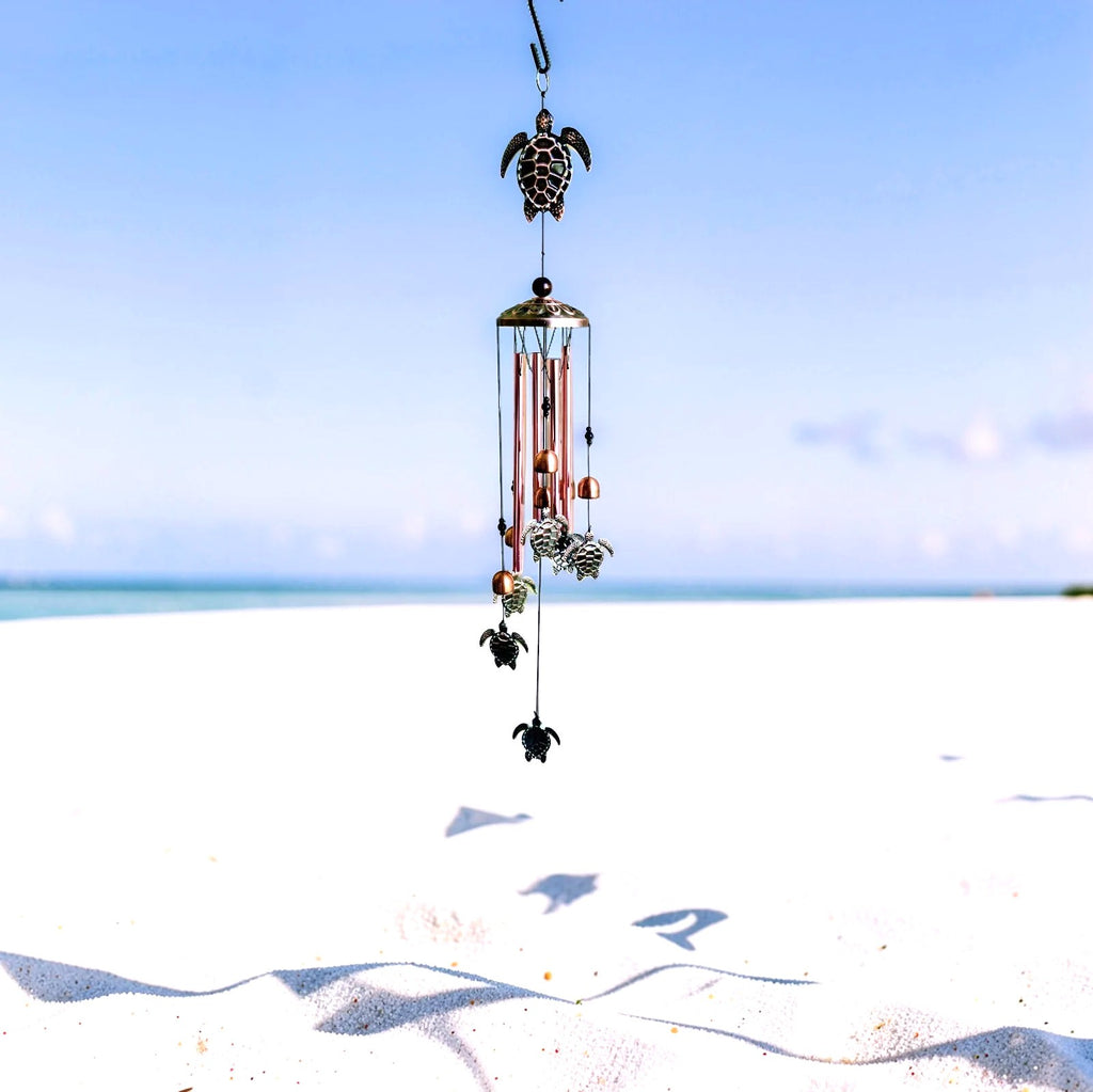 Metal Turtle Wind Chime Aluminum Beach Pattern Decor